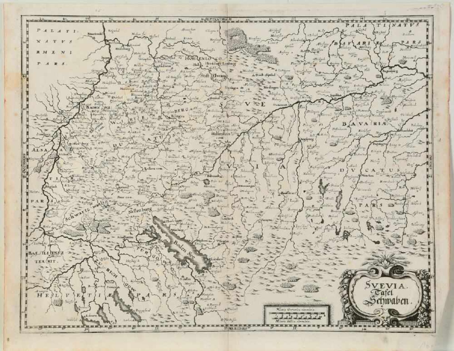 Landkarte "Suevia, Tafel Schwaben"