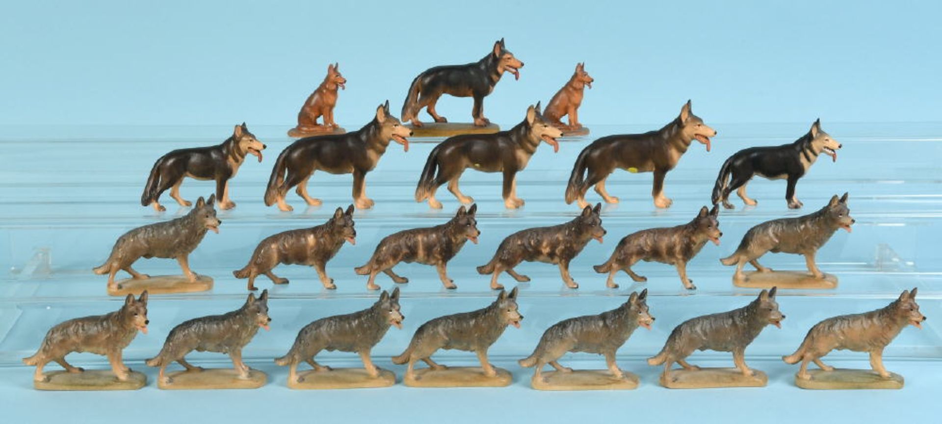 Krippenfiguren, 21 Stück - Hunde