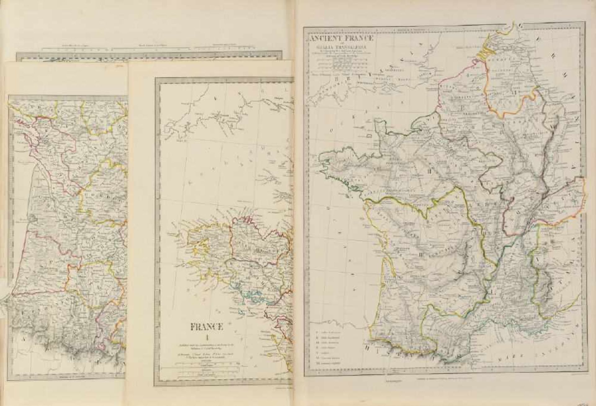 Landkarten, 4 Stück "Frankreich"