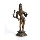 an antique , fine, Indian bronze, depicting Ardhanareeswara,