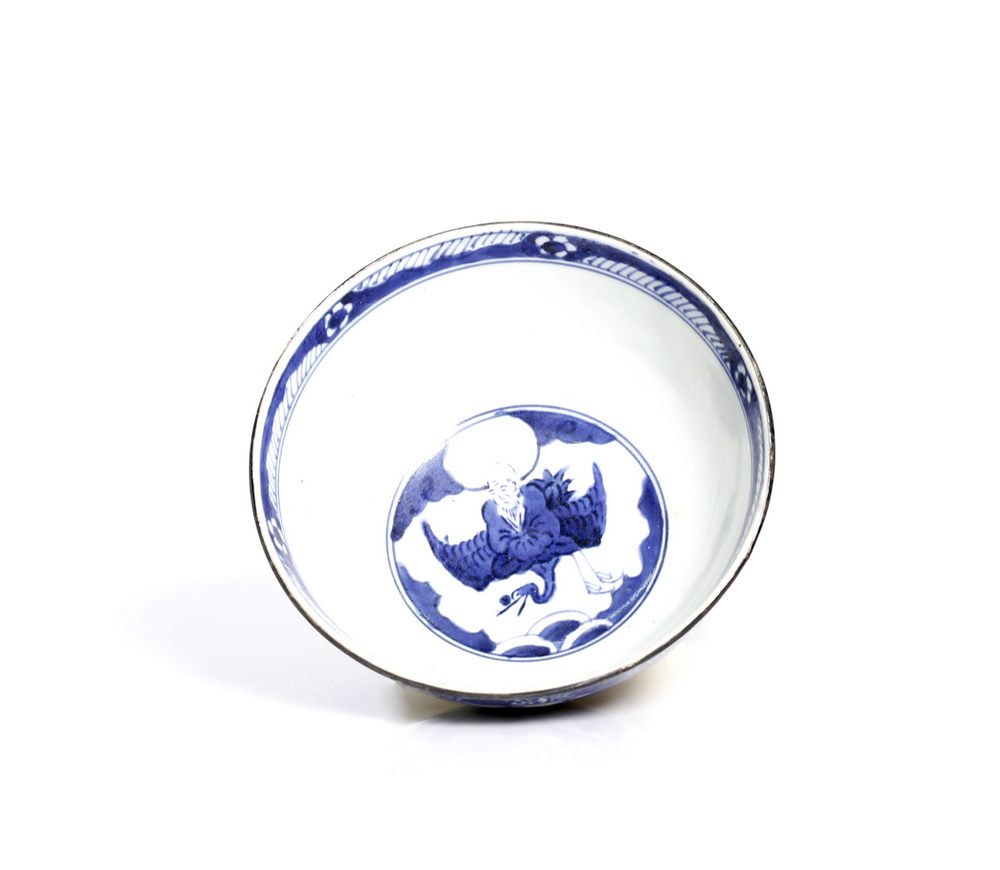 an antique, Chinese, Kangxi period, blue and white bowl, - Image 3 of 3