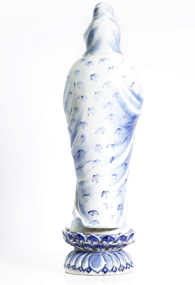 Rare Chinese republic period blue glazed kwan ying. - Image 2 of 3