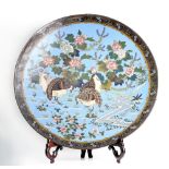 An outstanding 18th cent. Huge cloisonné charger