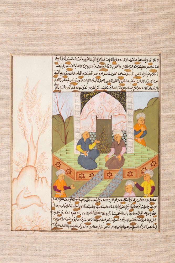 pair of antique, Persian Qajar dyn. period paintings. - Image 5 of 6