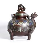 An antique, Chinese, early Qing dyn., cloisonné tea pot