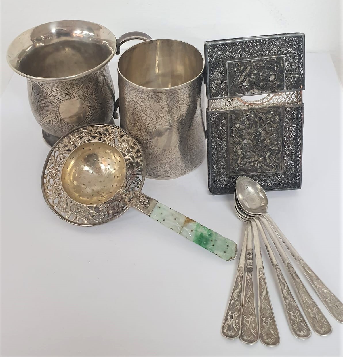 a lot of antique, Chinese, republic period, silver items,