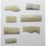 Chinese, small, white jades, 7 psc. Qing dyn.