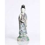 Chinese porcelain qing dynasty Guanyin. Lilac and green colors