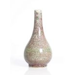 an antique, Chinese, fine vase, with thick, green purple hue glaze. Fine crackles, Xuande reign mark