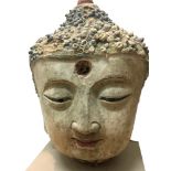 , Chinese, , stucco monumental Buddha head. Qing dyn