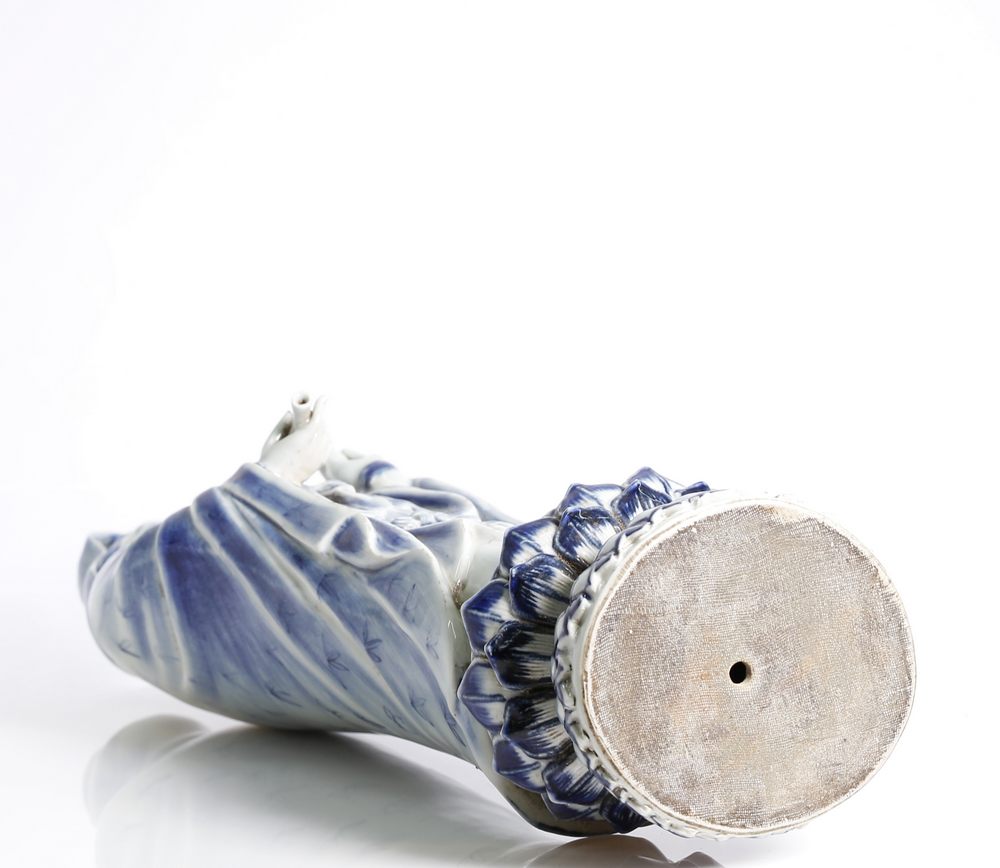 Rare Chinese republic period blue glazed kwan ying. - Image 3 of 3