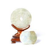 lot of 2 antique, Chinese, celadon jades.