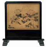 , Japanese, hard wood and paper screen. Meiji period,