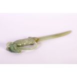 A fine, antique, Chinese, Mogul style, celadon jade dagger,