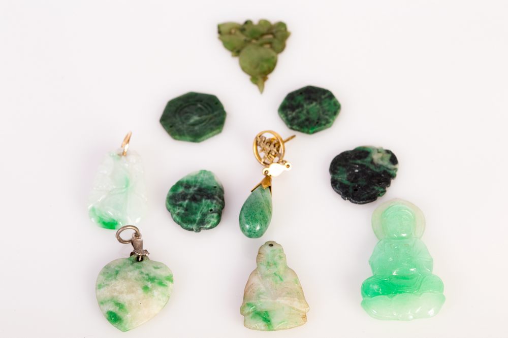 group of 10 antique, Chinese jadeite pendants, - Image 2 of 2