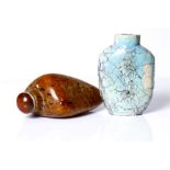 lot of 2 Qing dyn. turquoise and pudding stone snuff bottles