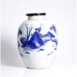 Chinese, lovely, blue and white vase or jar. Qing dyn.