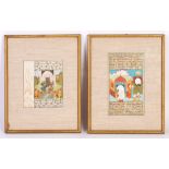 pair of antique, Persian Qajar dyn. period paintings.