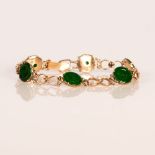 antique, Chinese, red gold and green jade , art deco bracelet