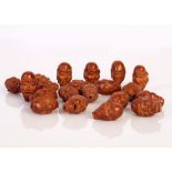 Complete set of exceptionally well-carved 18 Lohan meditation beads
