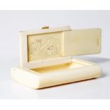 Japanese bone erotic carved card box. Late Meiji period