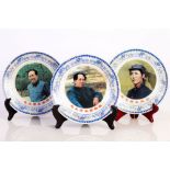3 old porcelain cultural revolution small plates , depicting Mao Tze Tung