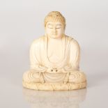 Old Chinese Bone Sculpture Buddha Figure