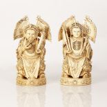 Pair of Chinese Bone Sculptures Emperor & Empress Beginning of 20th Century