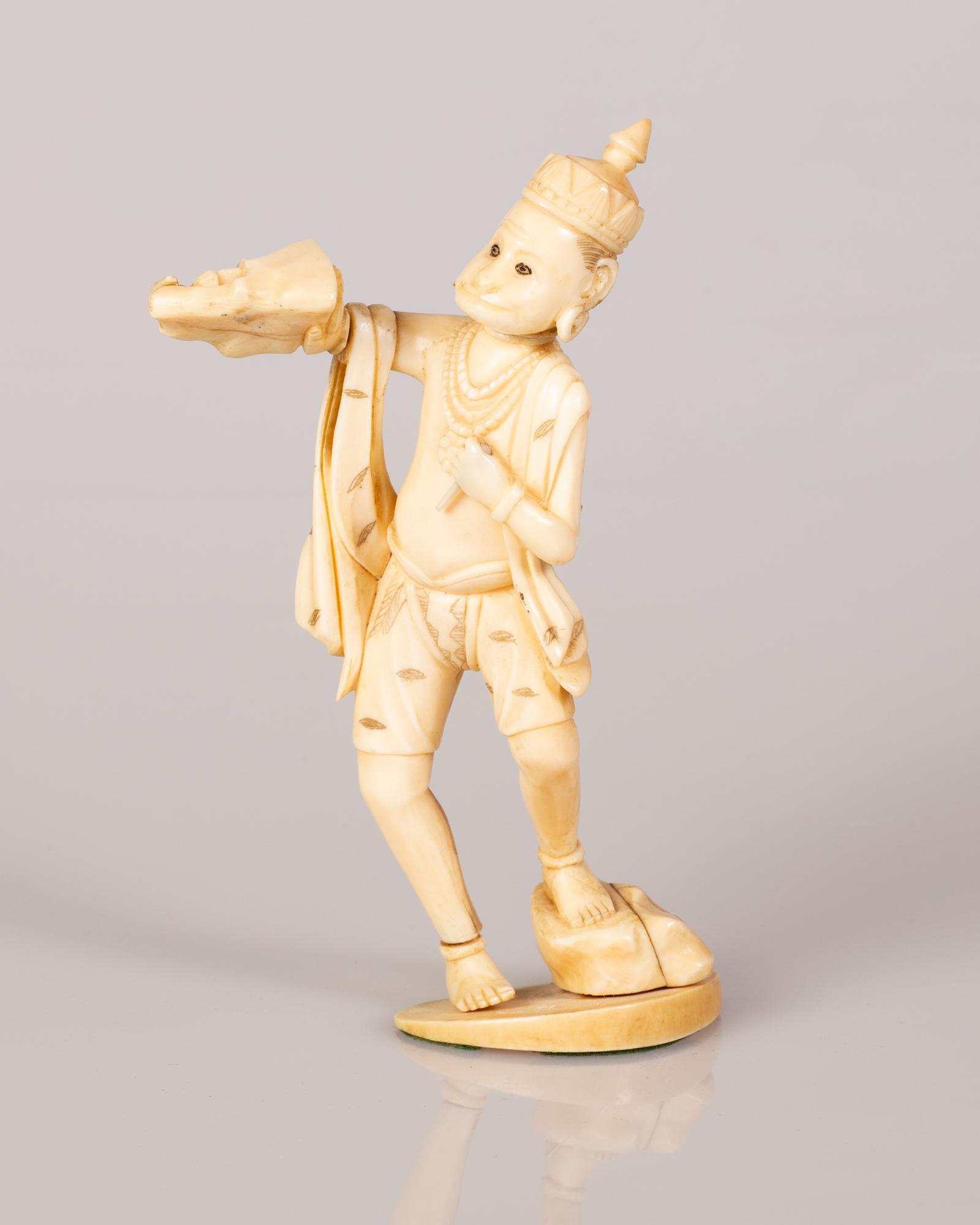 Old Chinese Bone Statuette Traditional Figure