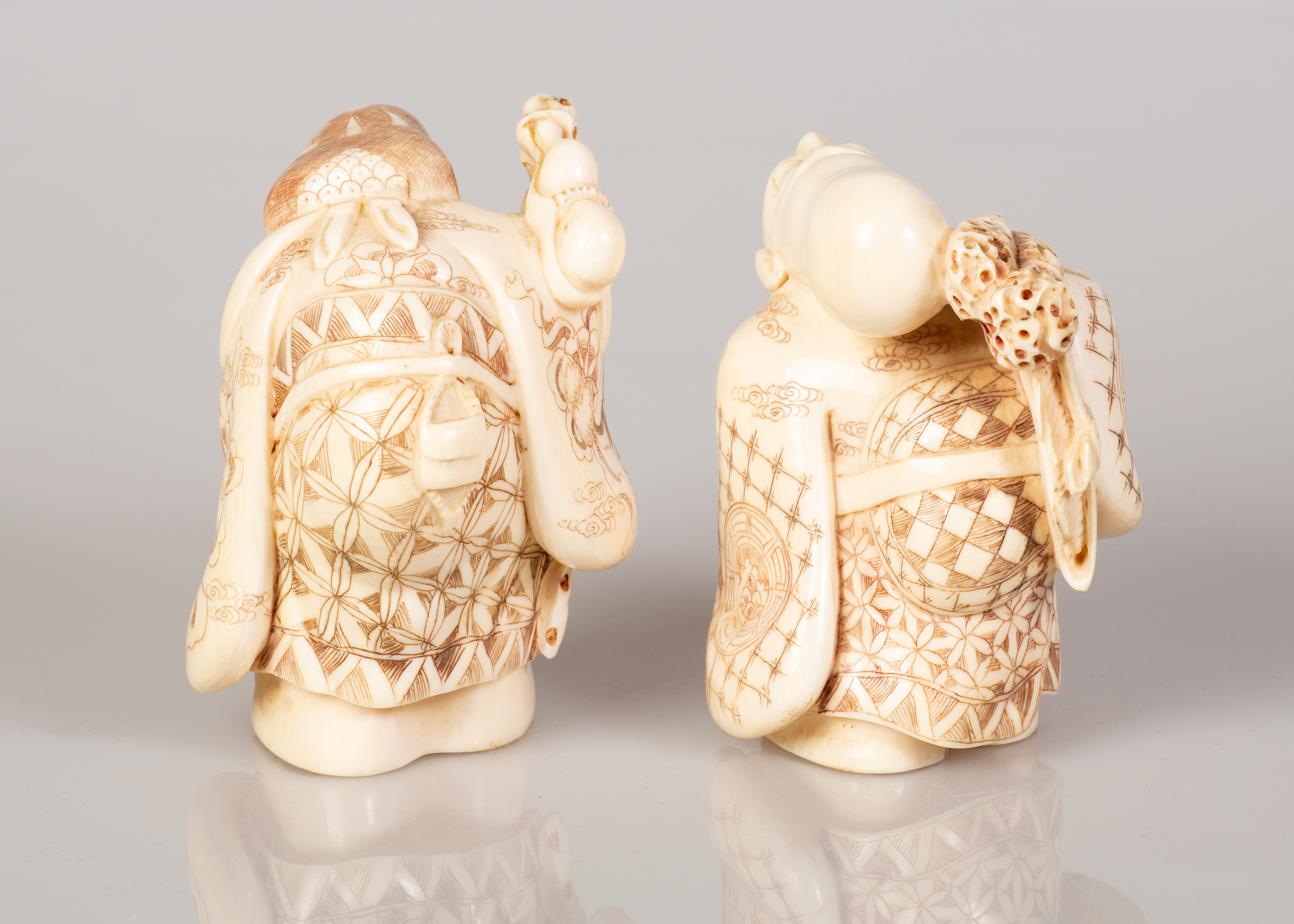 Pair of Chinese Bone Statuettes The Immortals Figure - Image 4 of 5