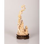 Chinese bone sculpture of a mountain scene early 1900's