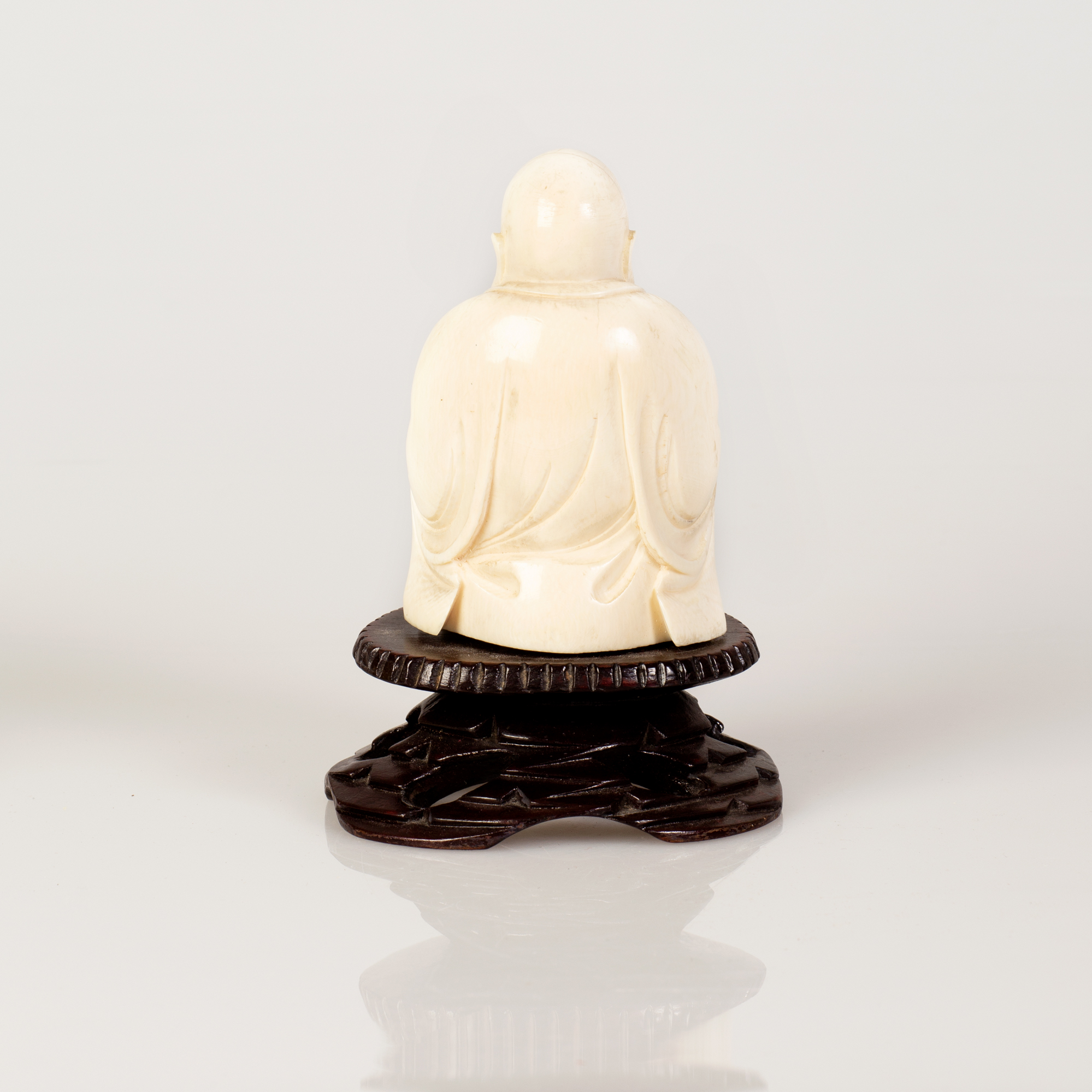 Chinese Bone Statuette Monk Wearing Cloak Figure - Image 3 of 3