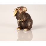 Bone Rabbit-Shaped Netsuke Eyes Set w/ Red Gemstones