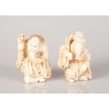 Pair of Chinese Bone Statuettes The Immortals Figure