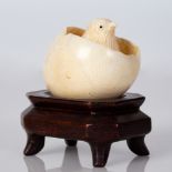 carved hatching bird netsuke or okimono early 1900's Japan