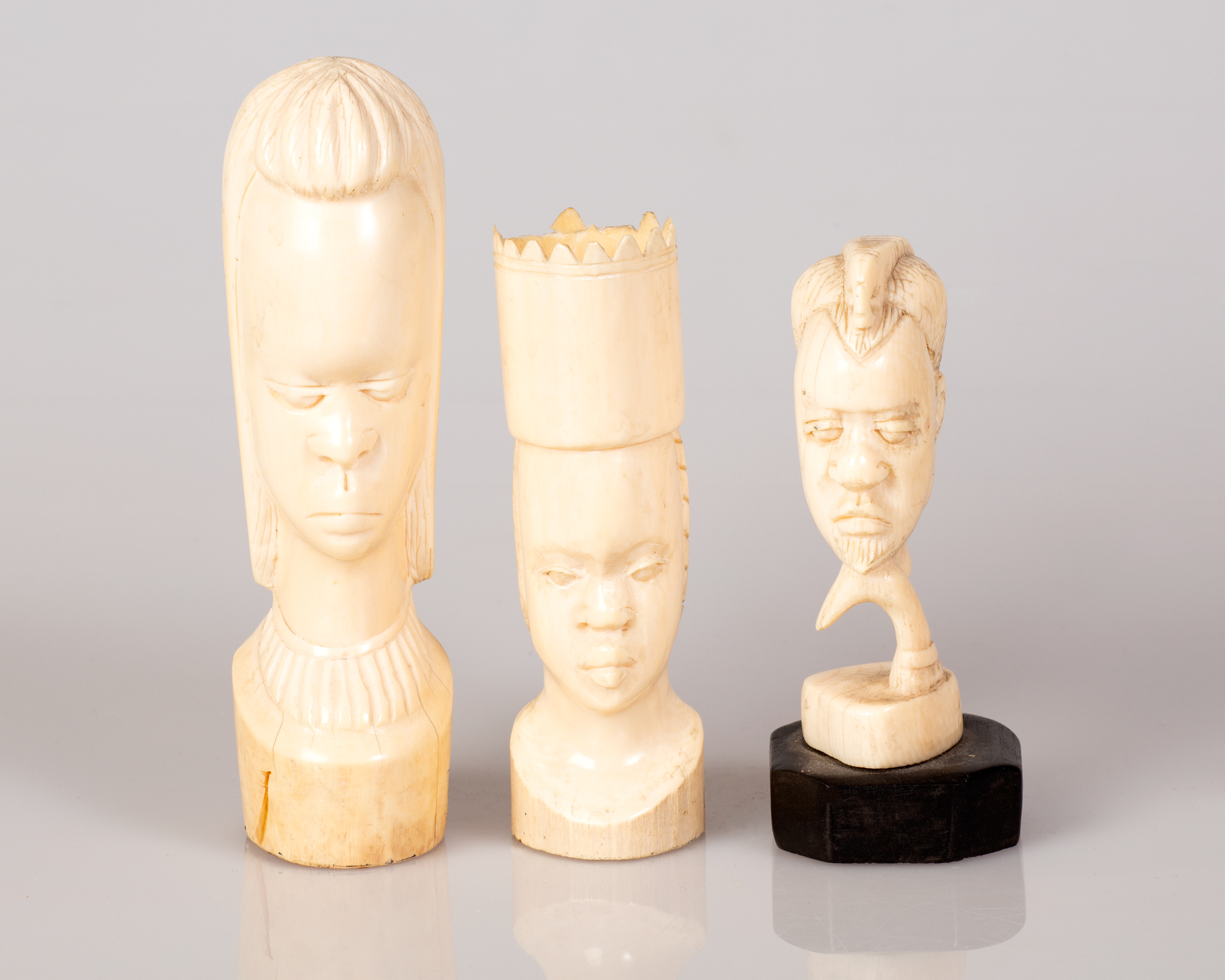 Lot of 3 African Bone Statuettes Two Women & Man Figure