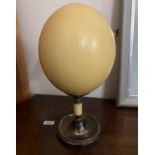 Mounted ostrich egg on plinth