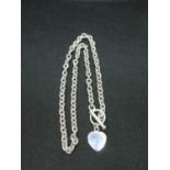 HM silver Tiffany style necklace set with natural diamond16.5" 33g