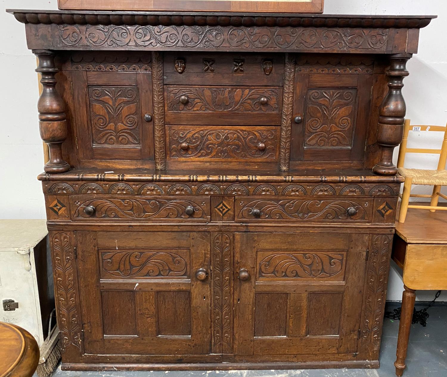 63" w x 66" h 17th Century cupboard