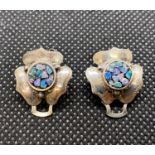 Clip on silver earrings with opal chippings