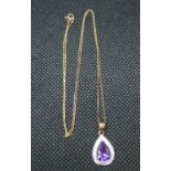 9ct amethyst pendant with gold chain