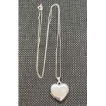 9ct white gold Heart locket pendant and chain 1.2g boxed