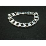Heavy HM silver gent's curb link bracelet 8.25"