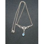 Celtic necklace with pendant and blue stone
