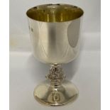 Silver HM drinking goblet with Lindisfarne pattern and Birmingham marks 160g in total