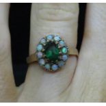 HM 9ct opal and green stone ring 2.6g