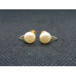 Pair of 9ct and pearl clip on earrings