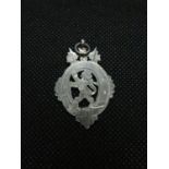 Antique silver Scottish theme watch fob with Thistle and Lion makers mark JR Griffin Chester 1921