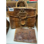 2x alligator skin bag and one snake skin pouch