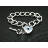 Silver bracelet with key and padlock 31g